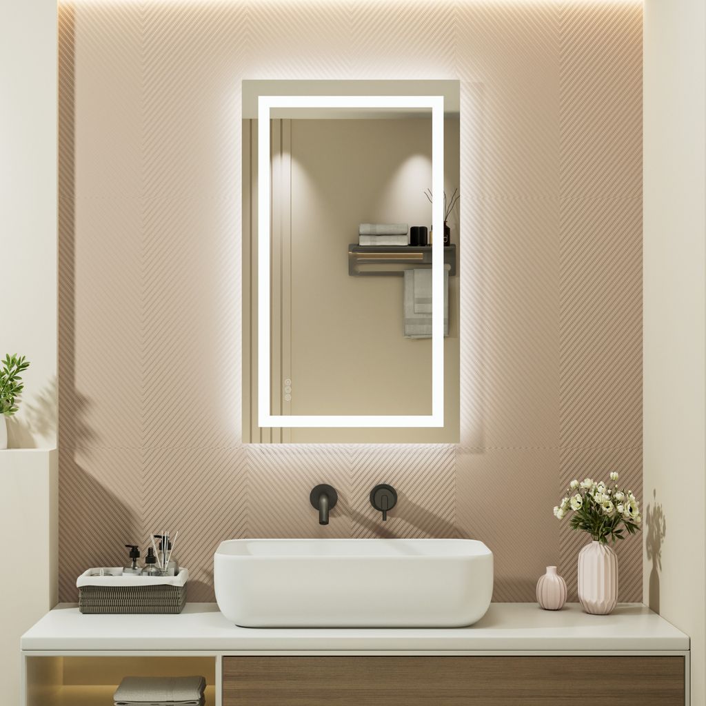LED Badezimmerspiegel 100x60cm Rechteckig,3 Lichtfarben Produktbild 