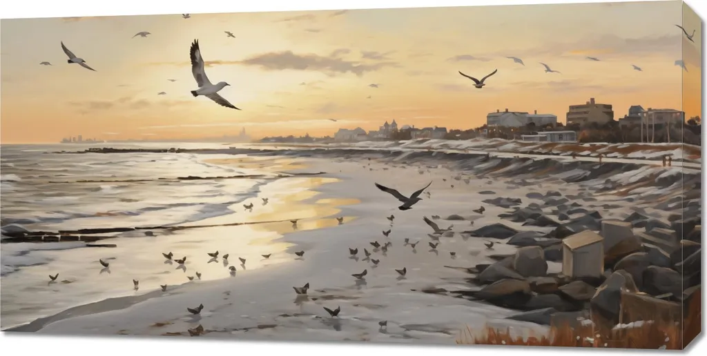 Decorazione Parete 100x50cm - Quadro Tramonto Costa su Tela Canvas