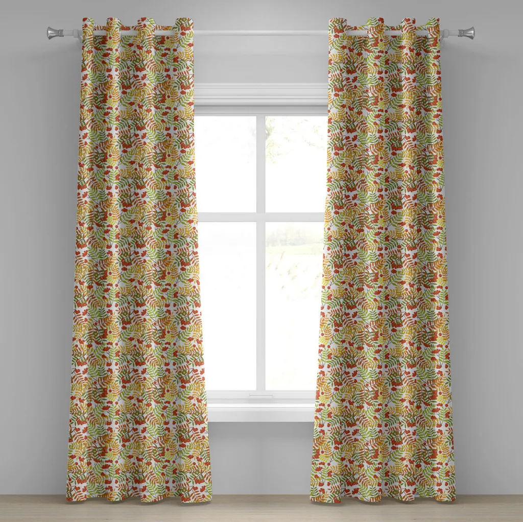 Set 2 Tende ABAKUHAUS Tema Rurale Sorbo 280x175cm Lavabile Giallo