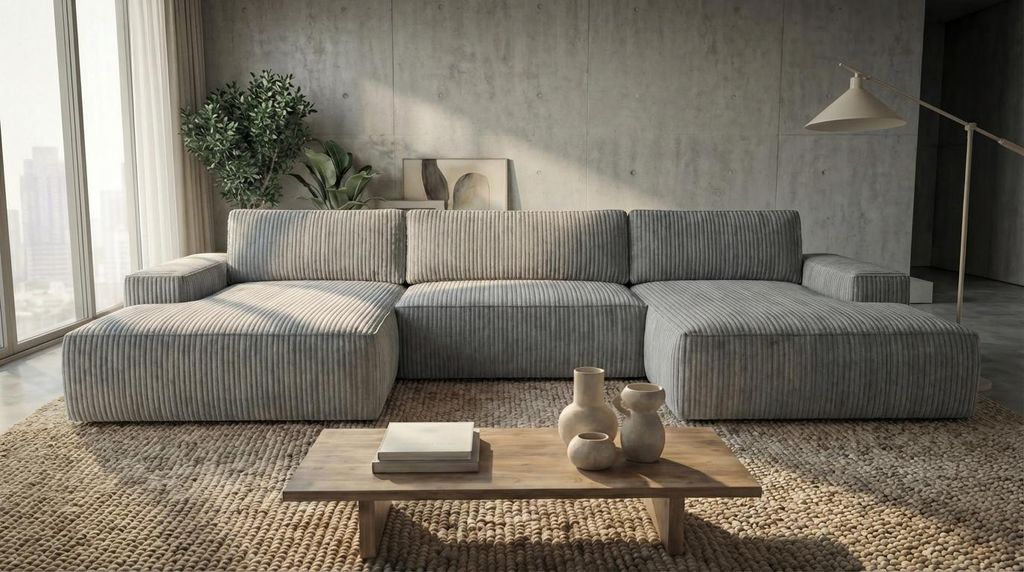 Ecksofa EINAR mit Schlaffunktion, Bonellfederkern und Bettkasten, Farbe: Grau