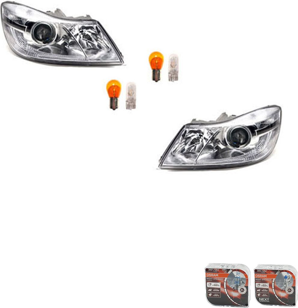 Johns, Scheinwerfer + Osram Night Breaker Laser kompatibel zu Skoda Octavia 1Z Set Li Re 1Z1941017S 1Z1941015F 1Z1941018S 1Z1941016F