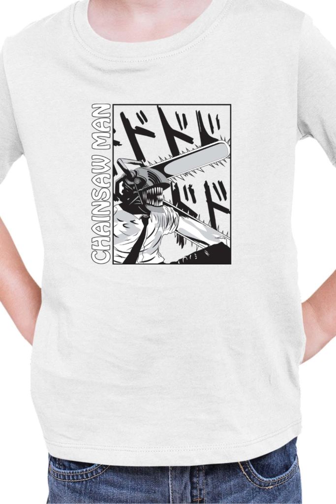 Kinder T-Shirt Manga Japan Anime Comics Animation Chainsaw Anime manga Man 03, 5-6 Jahr - 116 / Weiß