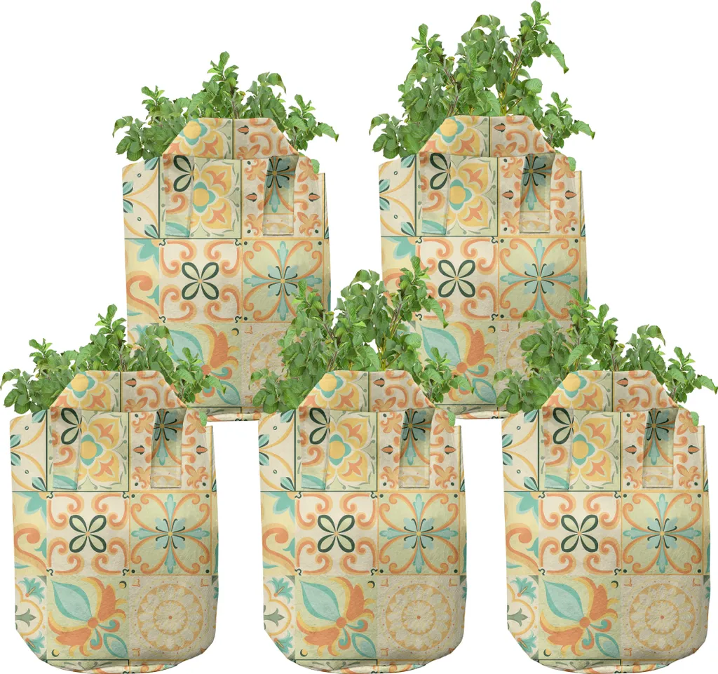 ABAKUHAUS Pots de culture marocains 5 gallons - Lot de 5 sacs rétro