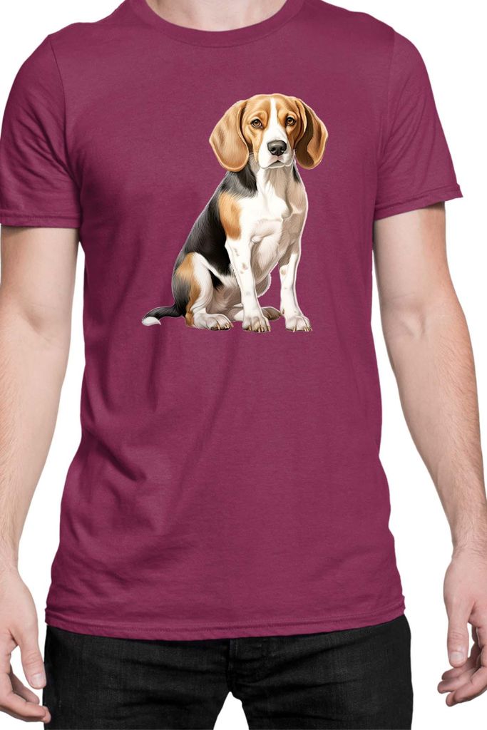 Herren T-Shirt Dogs Breeds Beagle Dog Breed 008, Man 2XL / Burgundy