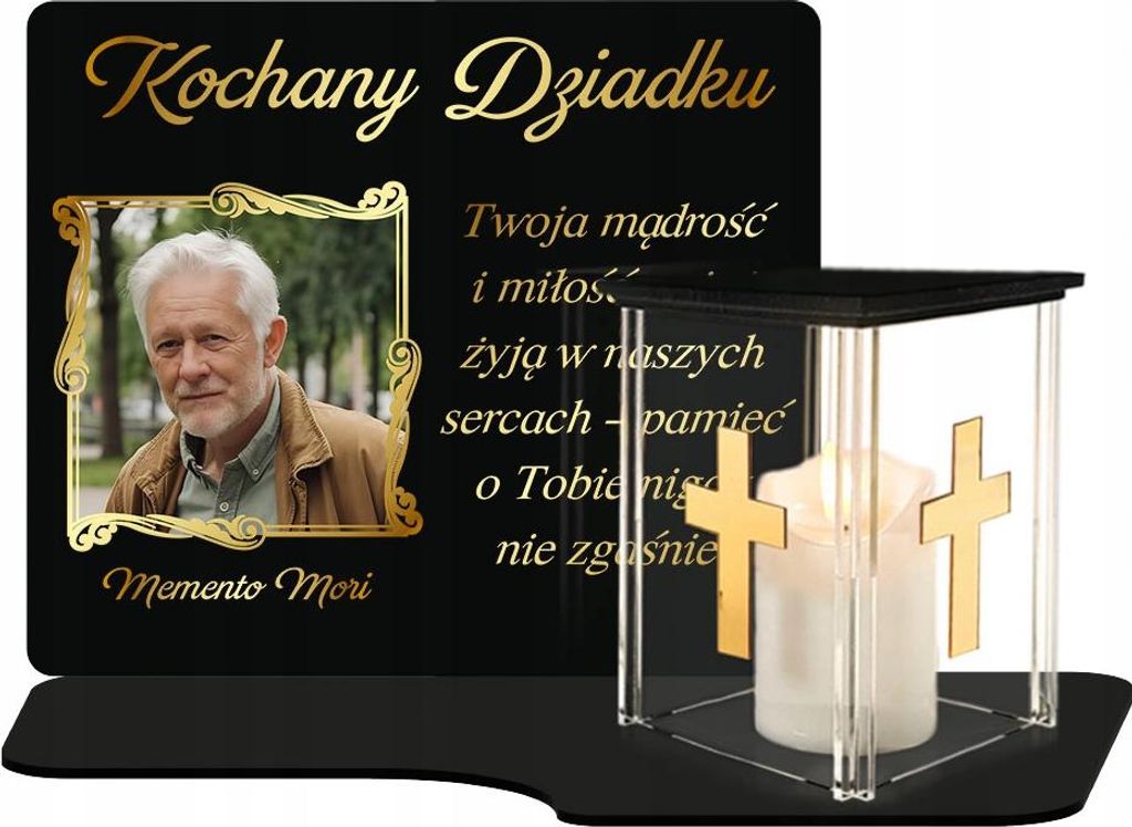 Premium-LED-Ewige Kerze XL mit Fotolaterne für Gräber und Friedhöfe