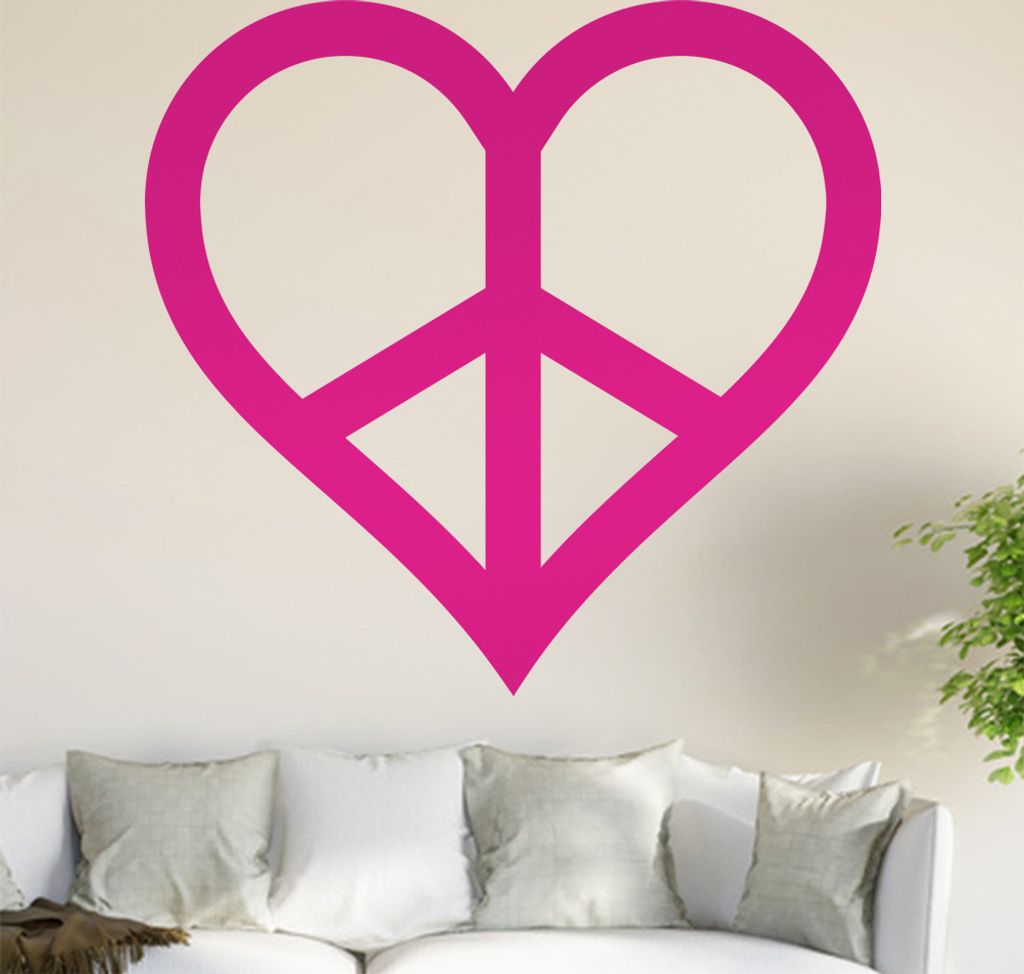 Peace - Herz Wandtattoo in 6 Größen - Wandaufkleber Wall Sticker - Dekoration, Küche, Wohnzimmer, Schlafzimmer, Badezimmer