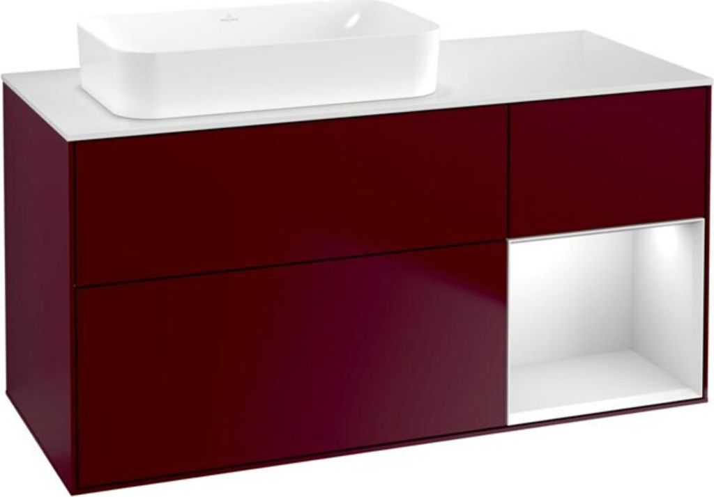 V&B Waschtischunterschrank Wandbeleuchtung Finion 120x60 cm, Reg re wh. m Lac, Peony Matt