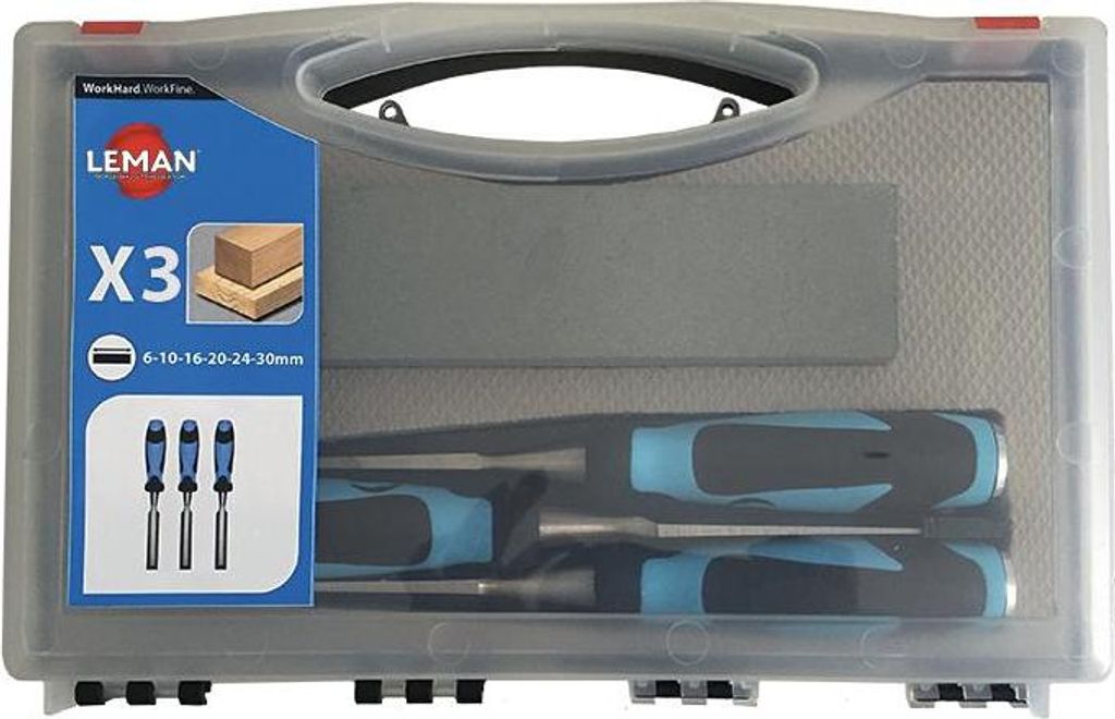 Set mit 3 Stechbeiteln LEMAN Griff aus zwei Materialien + 1 Stein - 780.500.03