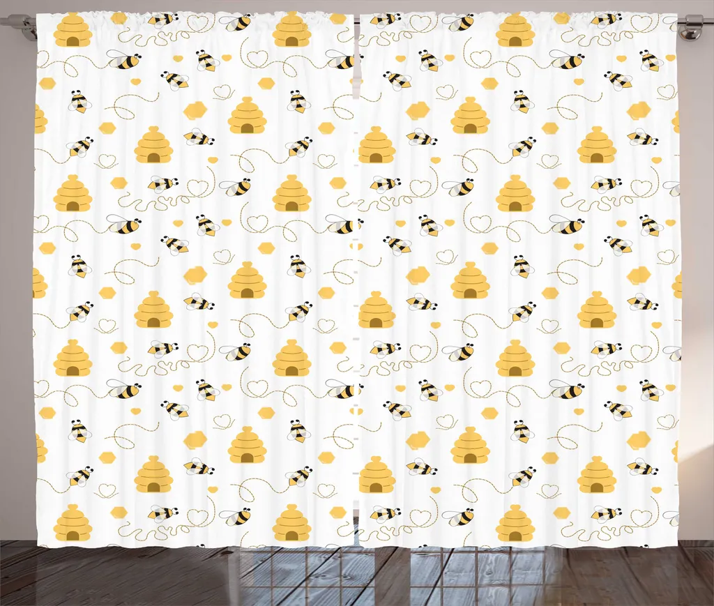 ABAKUHAUS Rideau Rustique Abeille 280 x 225 cm à Bande Universelle Blanc