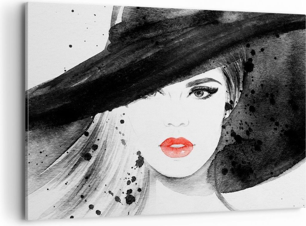 Bild auf Leinwand - Leinwandbild - Frau Gesicht Lippen - 100x70cm - Wand Bild - Wanddeko - Leinwanddruck - Bilder - Kunstdruck - Wanddekoration - L...