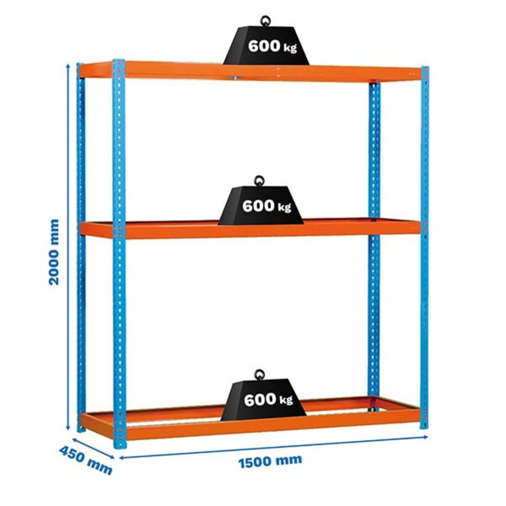 Simonrack Simonforte 1504-3, 3 Regale, Metall, Metall, Blau, 600 kg, 9 min