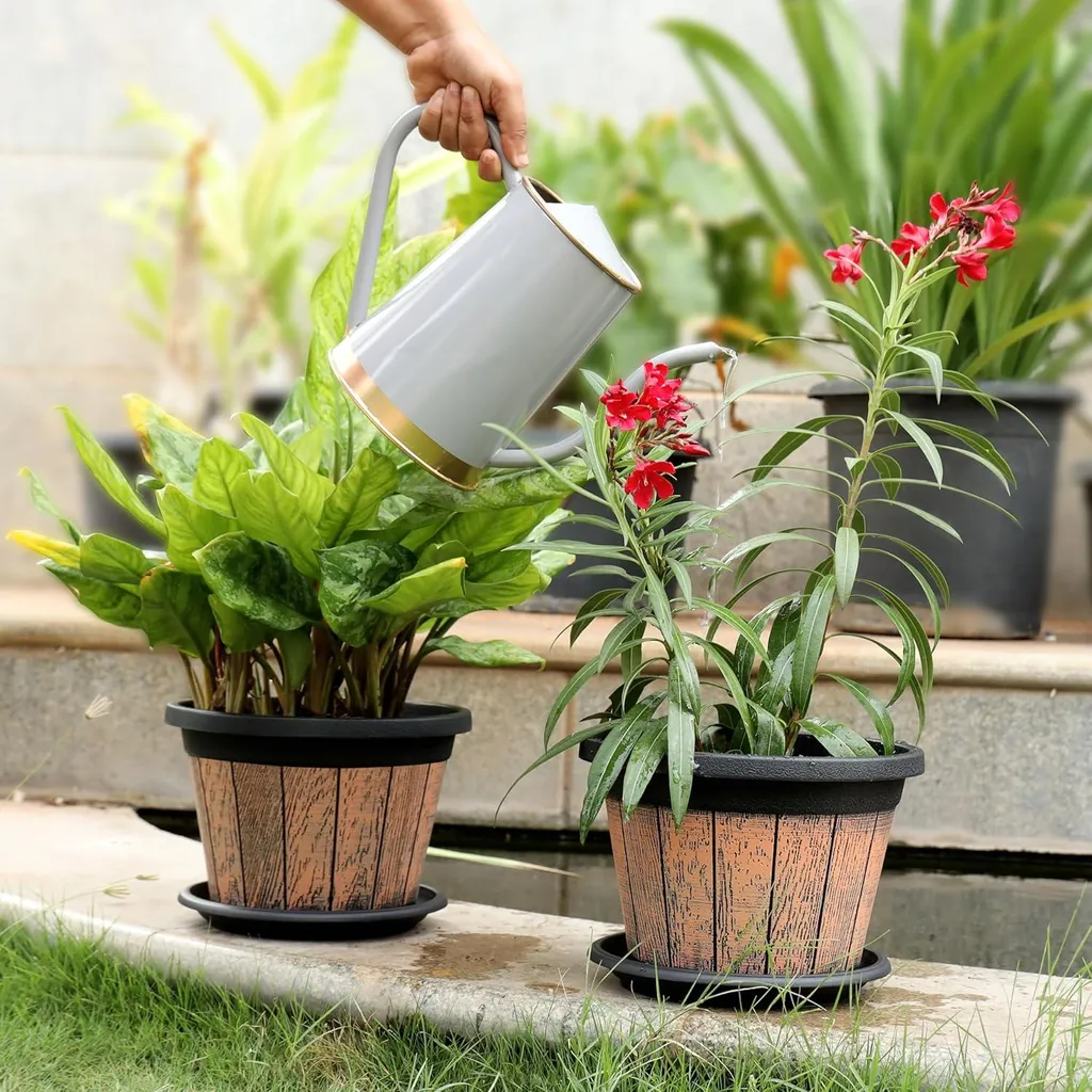 Jardinière Extérieur et Intérieur style Tonneau - Lot de 3 pour Balcon
