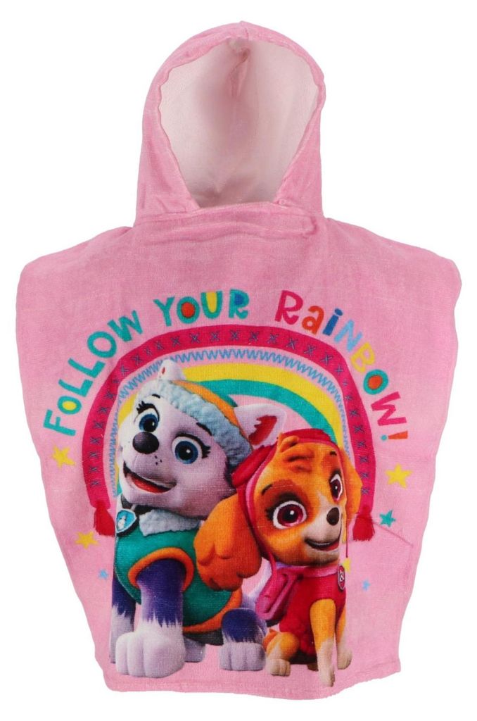 Paw Patrol Kinder Poncho Badetuch mit Kapuze Strandtuch 55x110cm