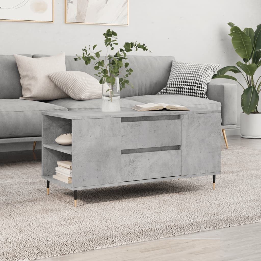 Maison Exclusive - Couchtisch Betongrau 102x44,5x50 cm Holzwerkstoff