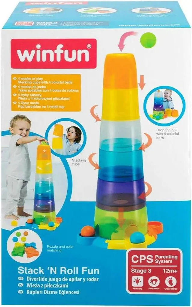 Winfun Jeu d'empilage et de roulement Blocs Multicolores Bébé 12 mois