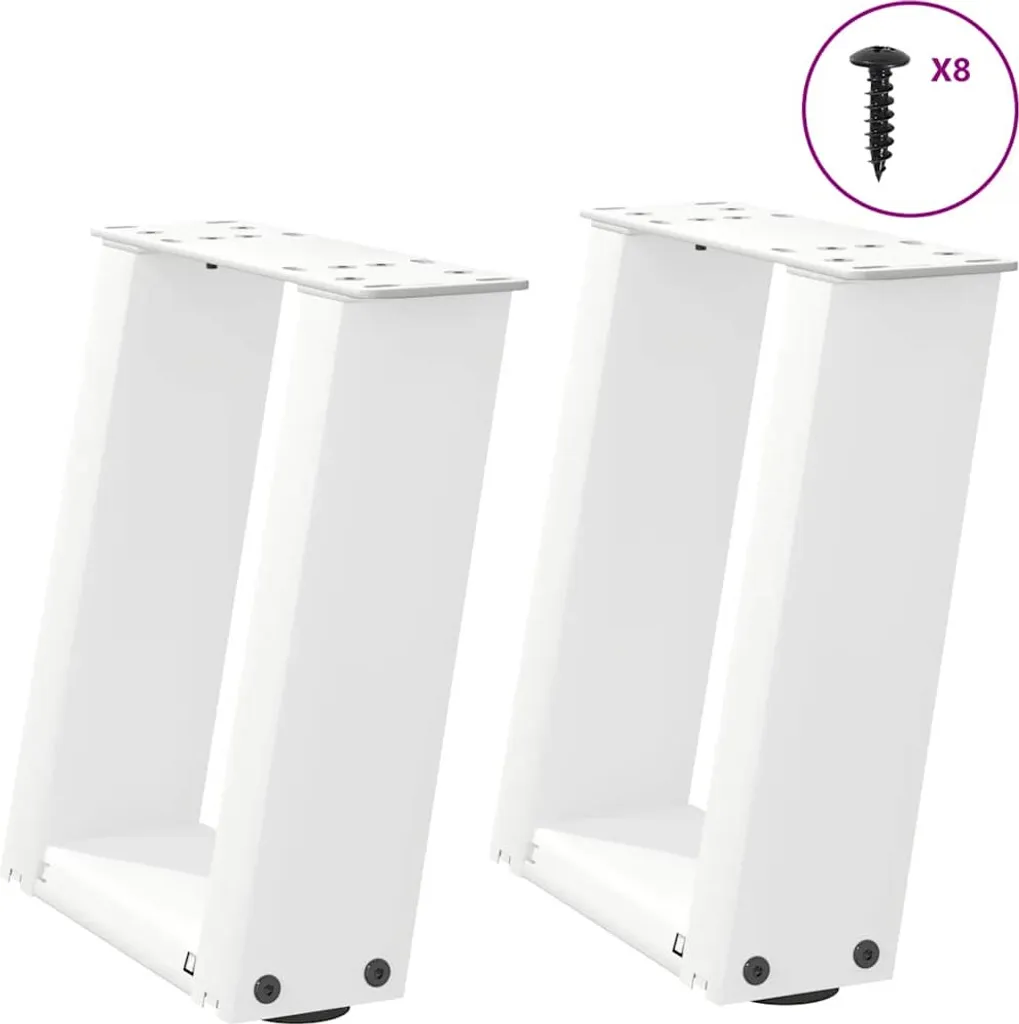Gambe per tavolino a U 2 pz. Bianco 30x(30-31) cm Acciaio