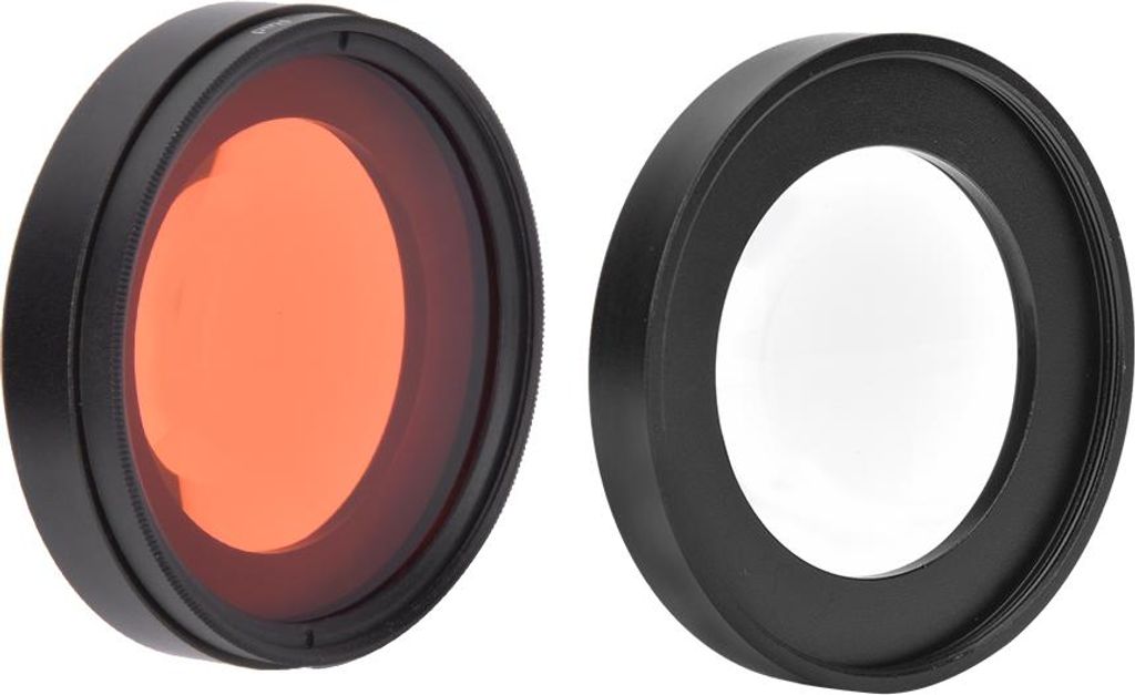 JUNESTAR Optisches Glas, Unterwassertauchen, 58 mm Rotfilter mit 16-fachem Makroobjektiv für Gopro5 Action-Kamera