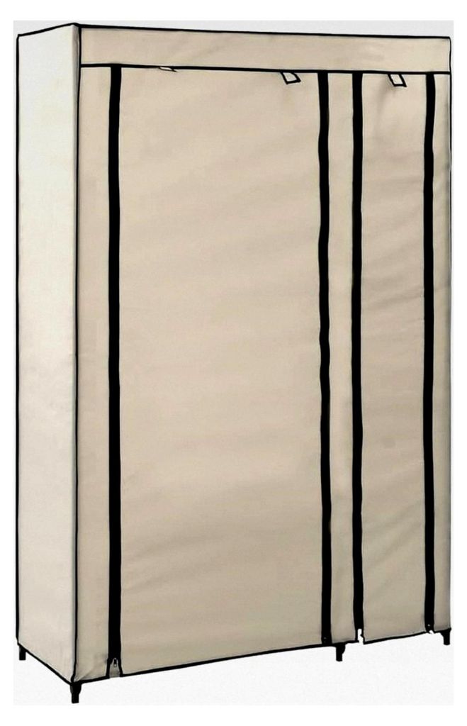 Kleiderschrank aus Stoff, tragbar, faltbar, cremefarben, 110 x 45 x 175 cm