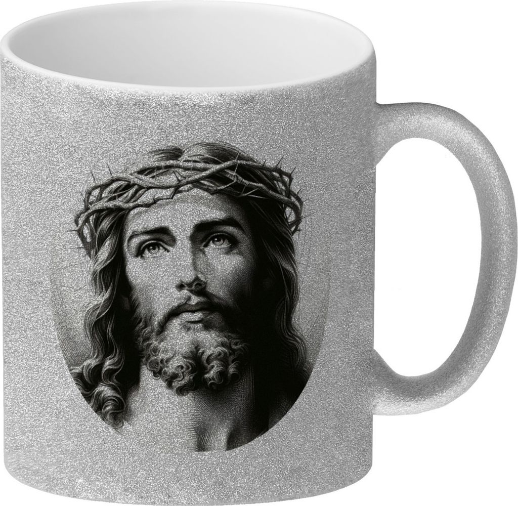 Jesus Christus Glitzer-Kaffeebecher Produktbild 