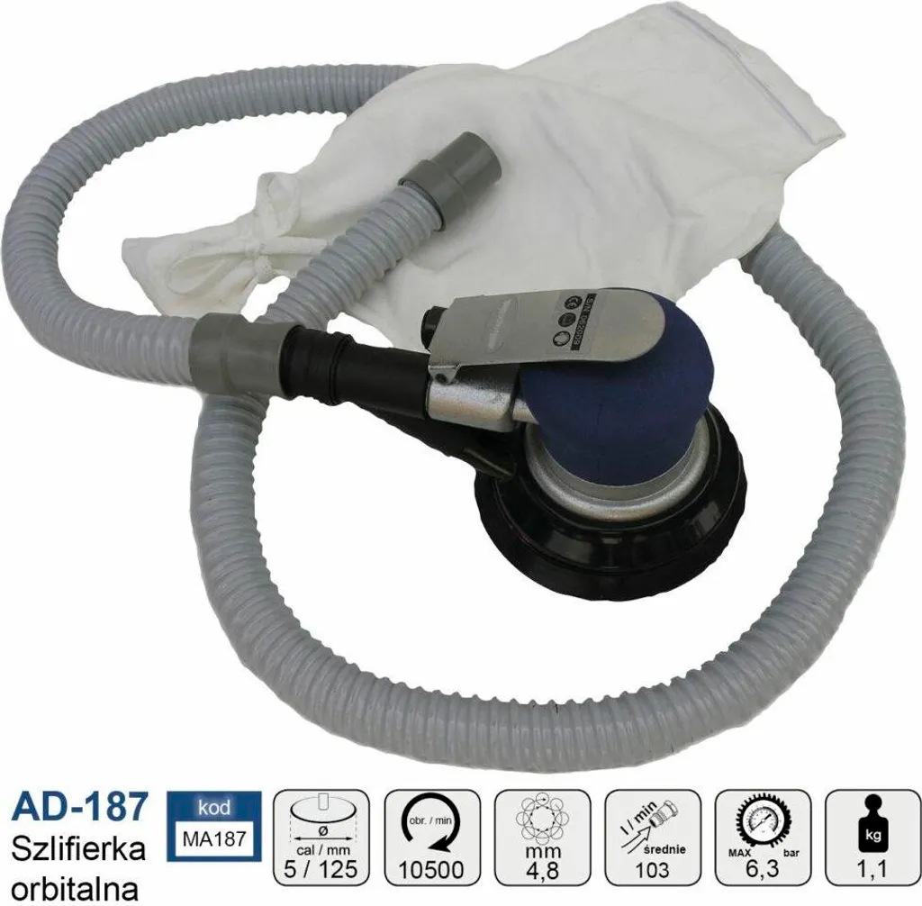 Ponceuse pneumatique Adler 125mm idéale pour rénover meubles et métaux