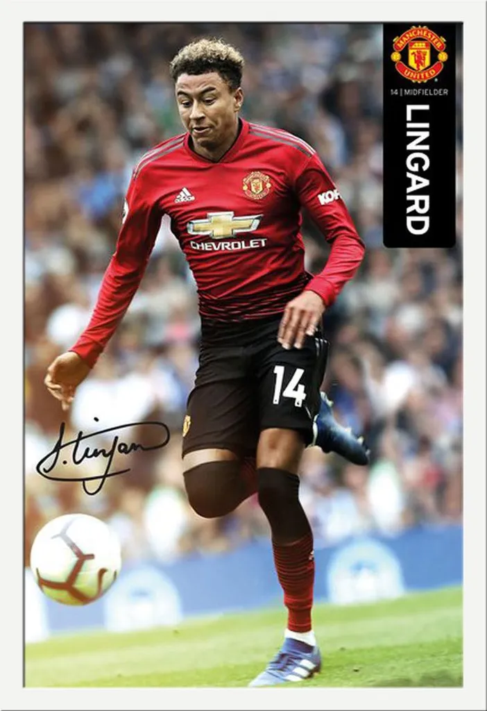 Quadro Manchester United Lingard 18/19 - Cornice MDF Bianco Shinsuke