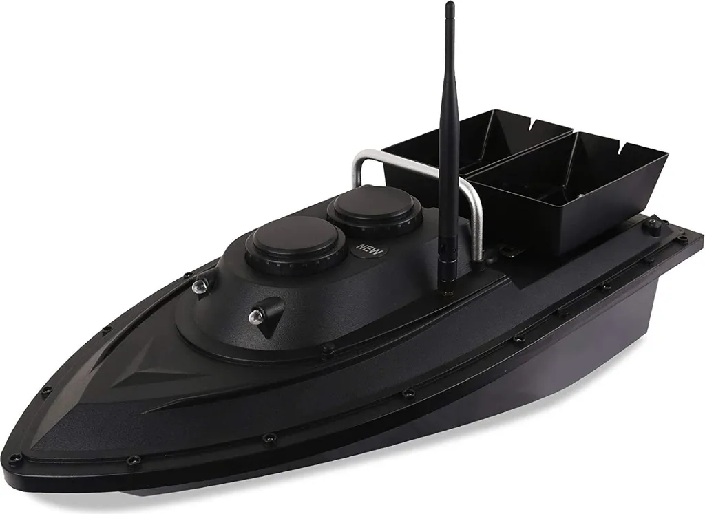 Bateau amorceur télécommandé haute vitesse avec double bac noir