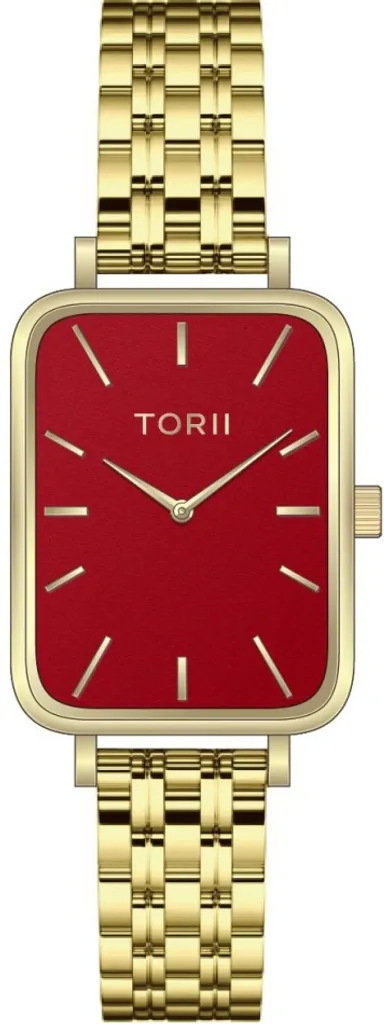 Montre femme TORII G20GB.TG rouge élégante avec bracelet en cuir véritable