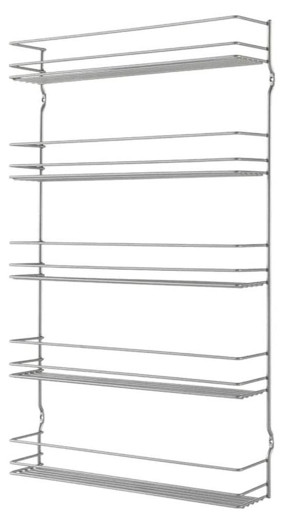 Silbernes Gewürzregal, 5 Etagen, rostbeständig, für Wand oder Küchenschrank
