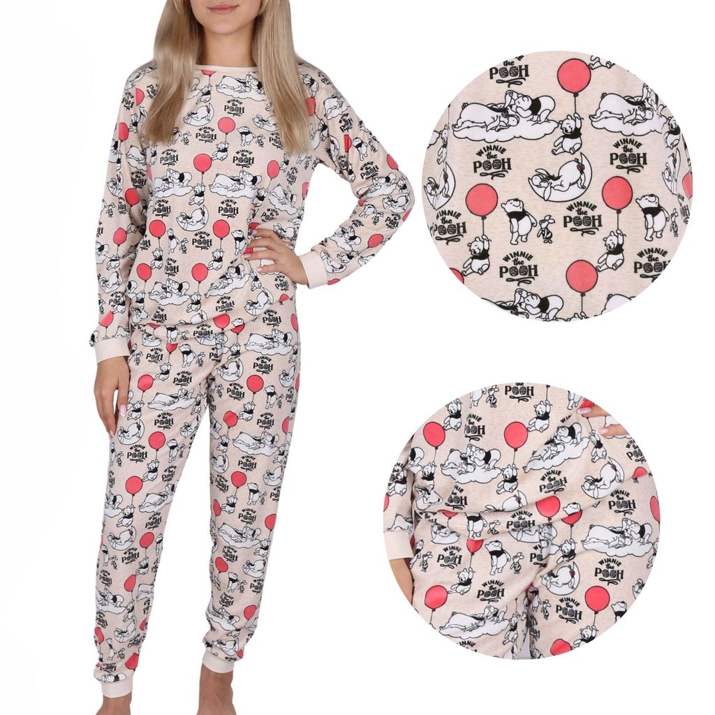 DISNEY Polyurethander Bär Pyjama/Schlafanzug, zweiteilig, beigefarben, für Damen XS