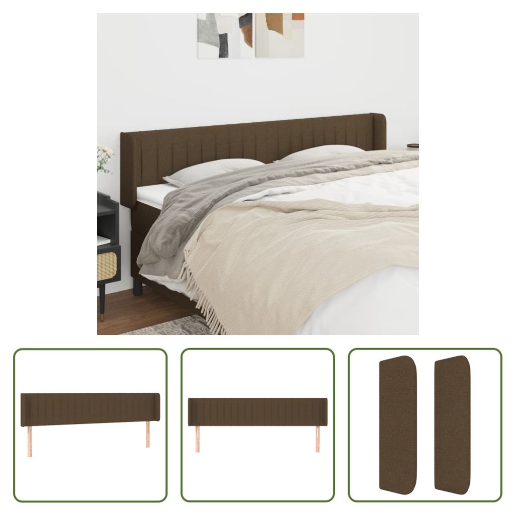 The Living Store Kopfteil mit Ohren Dunkelbraun 183x16x78/88 cm Stoff