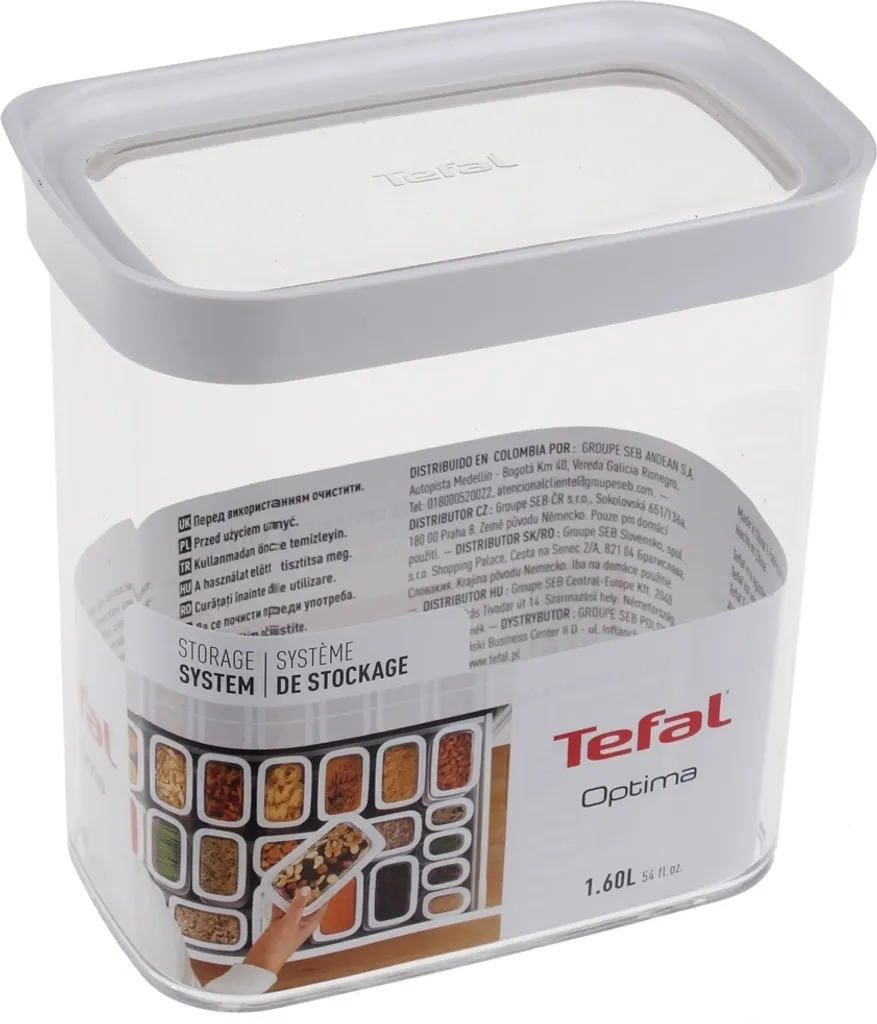 Contenitore Tefal Optima 1,6L N1141110 - Organizer Dispensa Salvaspazio