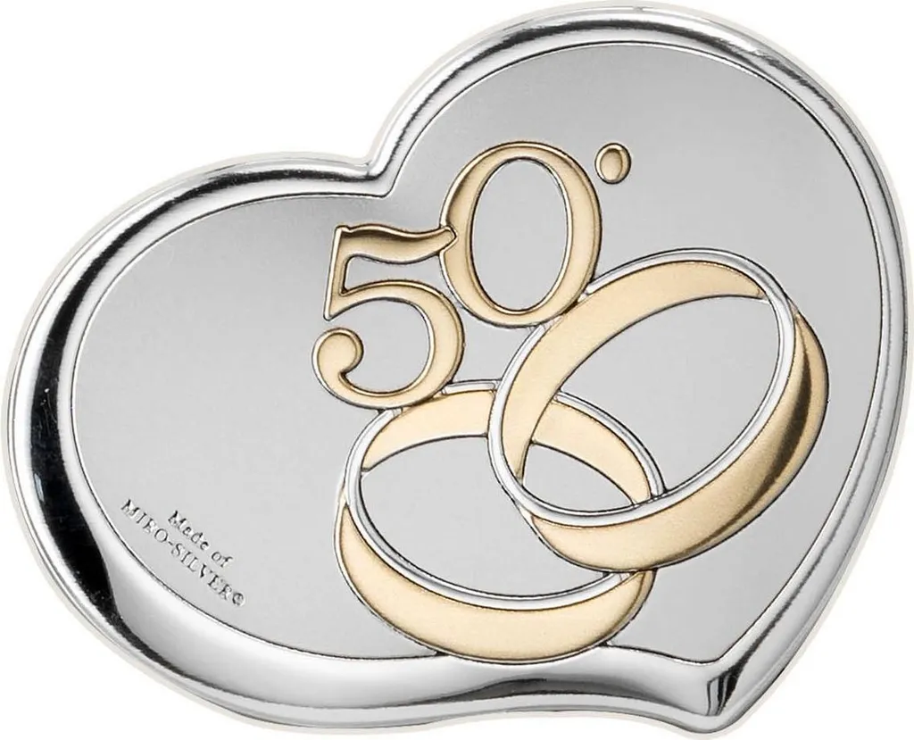 Cadeau Noces d'Or Compact 7,5x6,5 cm - Souvenir 50e Anniversaire Argenté