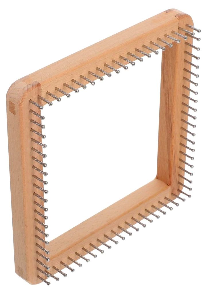 Holz Strickbrett 20x20cm mit Edelstahlhaken für Mützen, Schals und Tücher, Strickhilfe für Anfänger und Fortgeschrittene