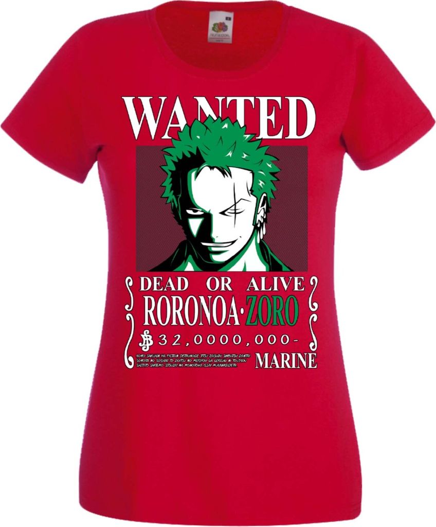 Damen T-Shirt Manga Anime One Manga Piece Anime Roronoa Zoro 01 Roronoa, Lady XL / Rot