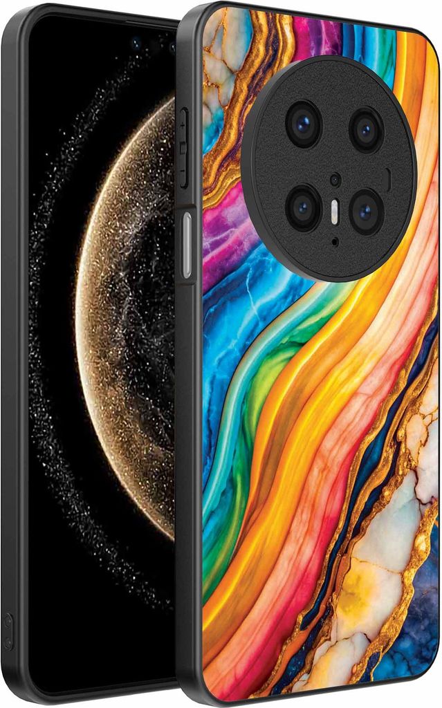 Geeignet für Huawei Mate 70 Telefon Fall mit Regenbogen Gold Marmor Print - TPU Backcover Fall Regenbogen Gold Marmor Design - Smartphonica