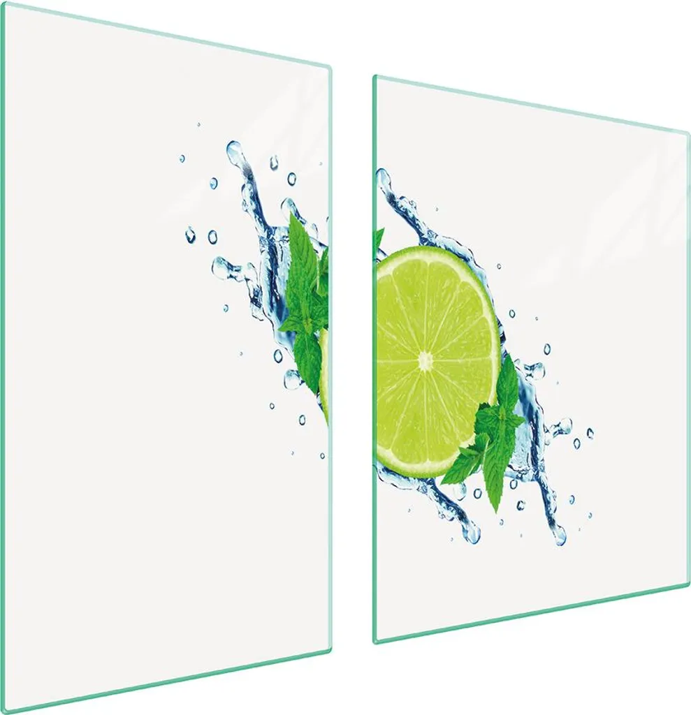 Copri Piano Cottura 100x52 in Vetro Verde Lime - 2 Pezzi Tagliere