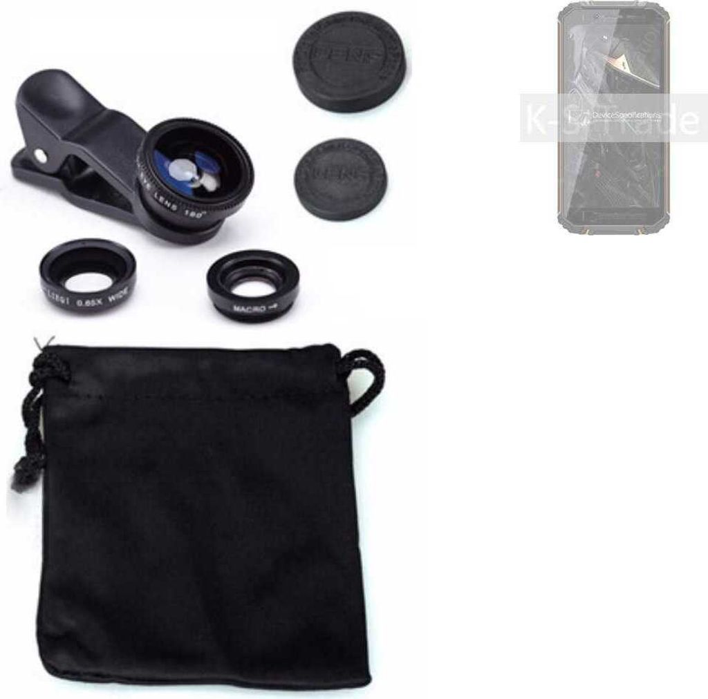 K-S-Trade Smartphone Kamera Linsen Set Kompatibel mit Oukitel WP18 3in1 Clip-On Kamera Adapter Macro Weitwinkel FishEye Fischauge Objektiv Linse