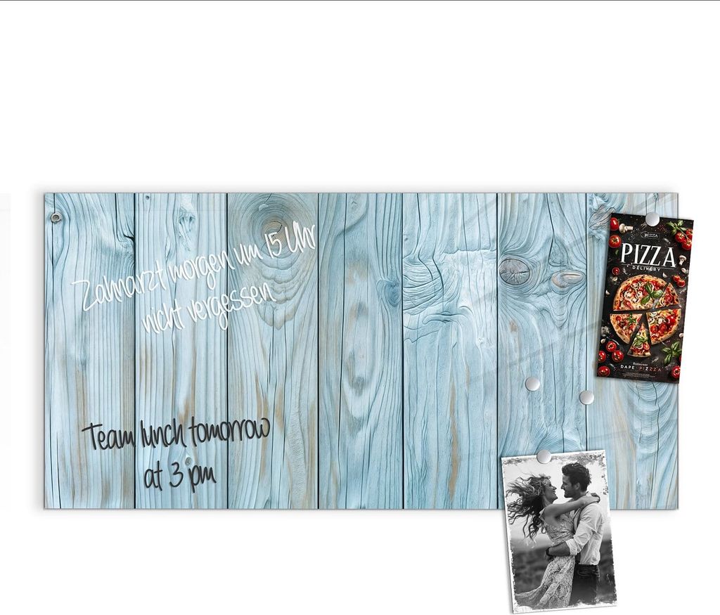 Magnettafel 100x50cm Pinnwand Whiteboard beschreibbar - Holzbretterdekor