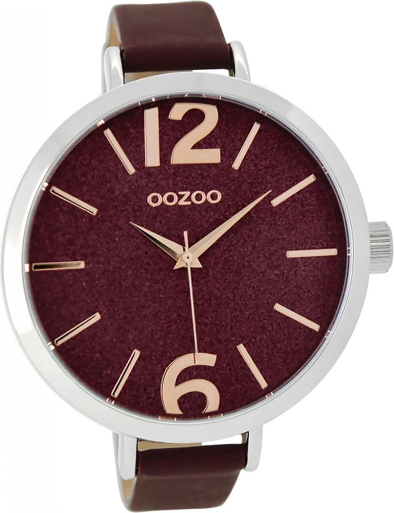 Oozoo Leder Damen Uhr Analog Quarzuhr Armband rot Produktbild 