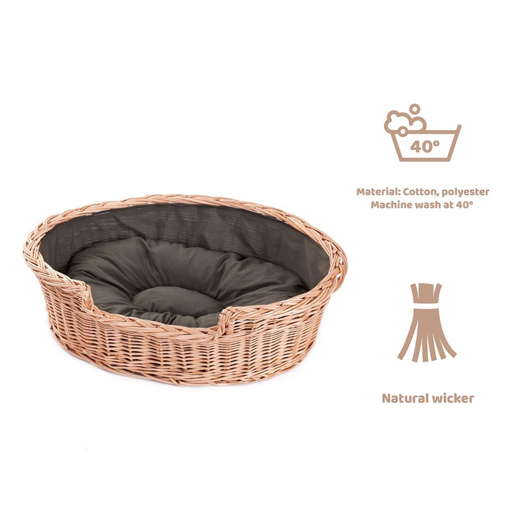 Hundekorb aus Weide oval mit einem Kissen 100X75 H27 CM Produktbild 