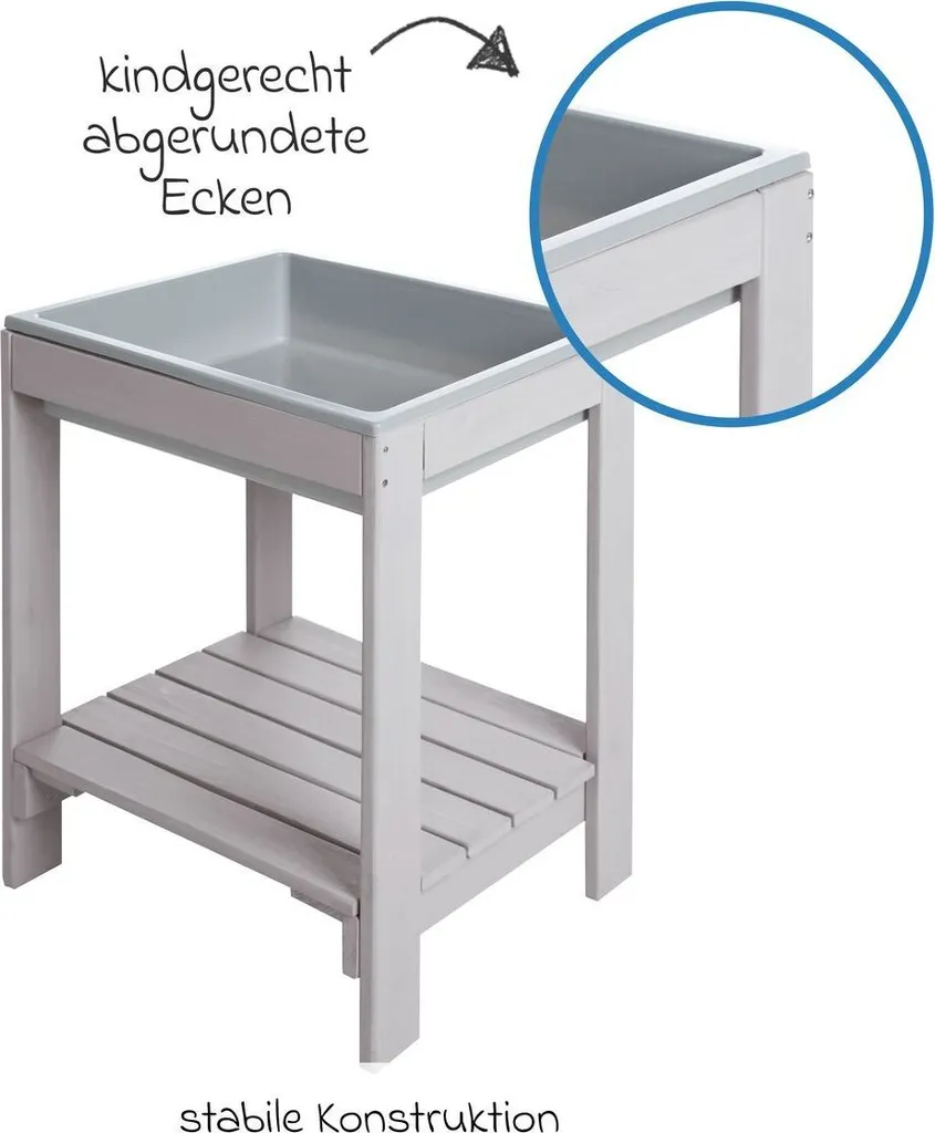 Table de Jeux Tiny en Bois Massif Gris pour Sable et Eau Extérieur - 17