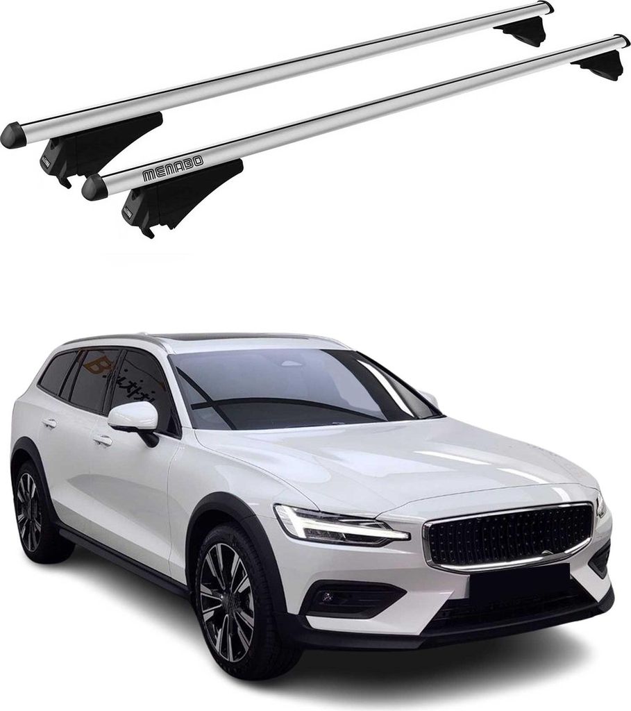 Menabo Dachträger für Volvo V60 Cross Country 2015-2018 75kg Alu Silber 2x