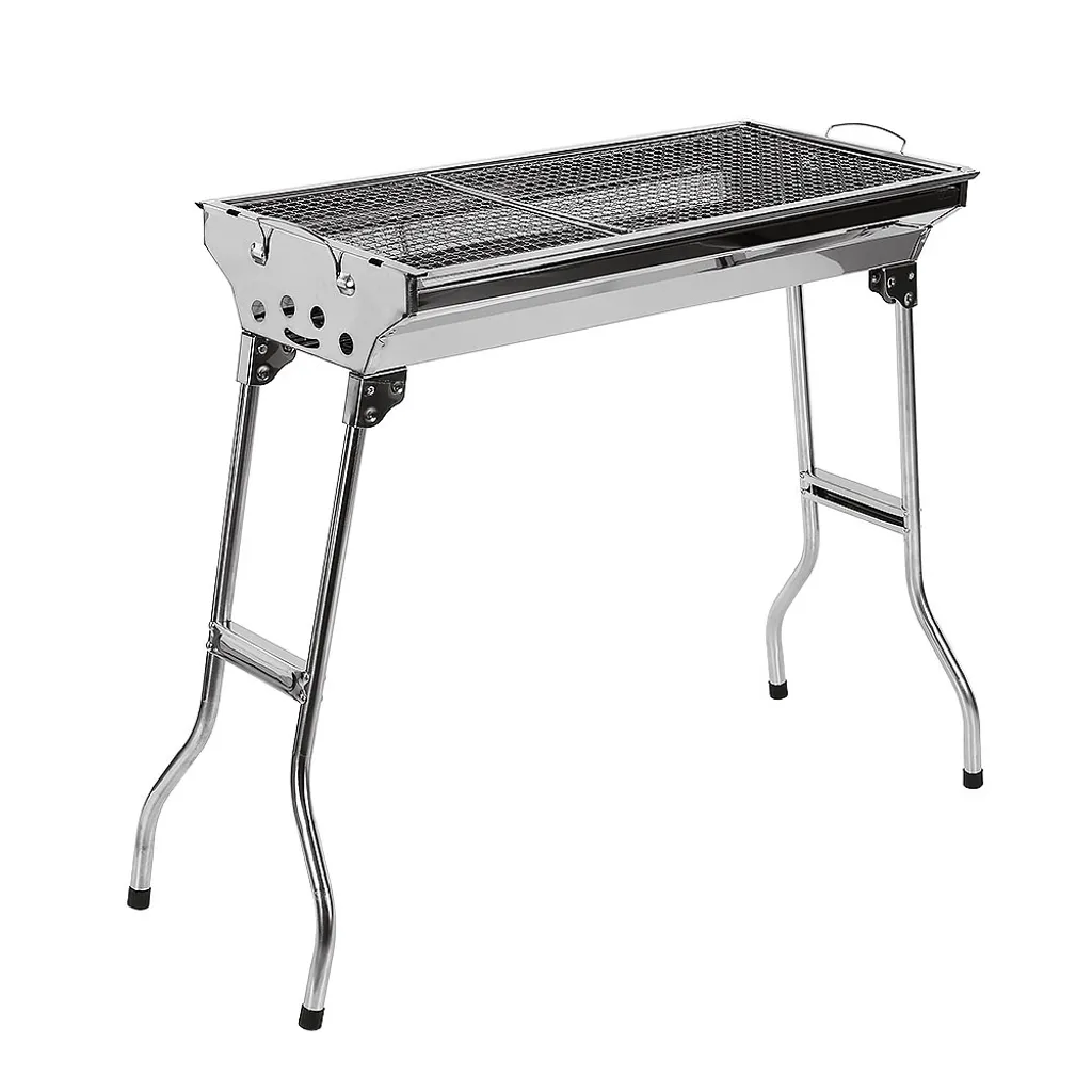 Barbecue charbon pliable inox 73cm grande surface de cuisson nomade