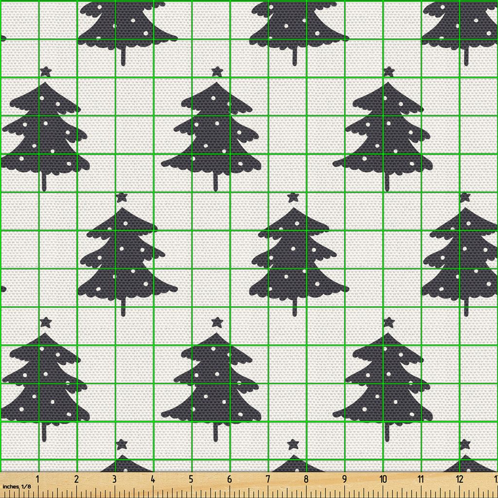 ABAKUHAUS Weihnachten Gewebe als Meterware, Tannenbaum-Schattenbilder mit Stern-Noel-themenorientierter Waldland-Illustration, 10 M (148 x 1000 cm)...