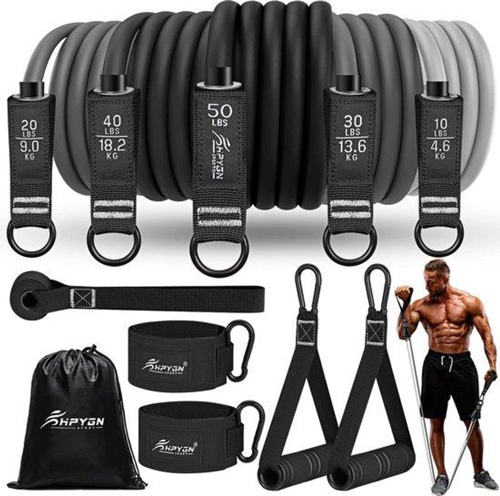 Fitness sada, 5 tlouštěk, s rukojeťmi a popruhem, pro Obrázek produktu 