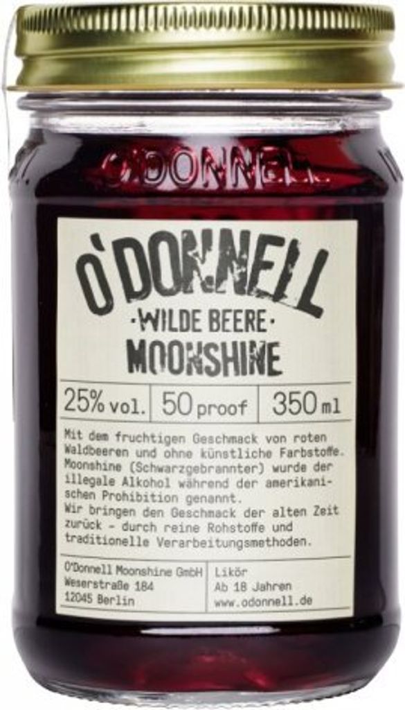 O'Donnell Wilde Beere Moonshine Likör, 25% Vol. 0,35 l Produktbild 