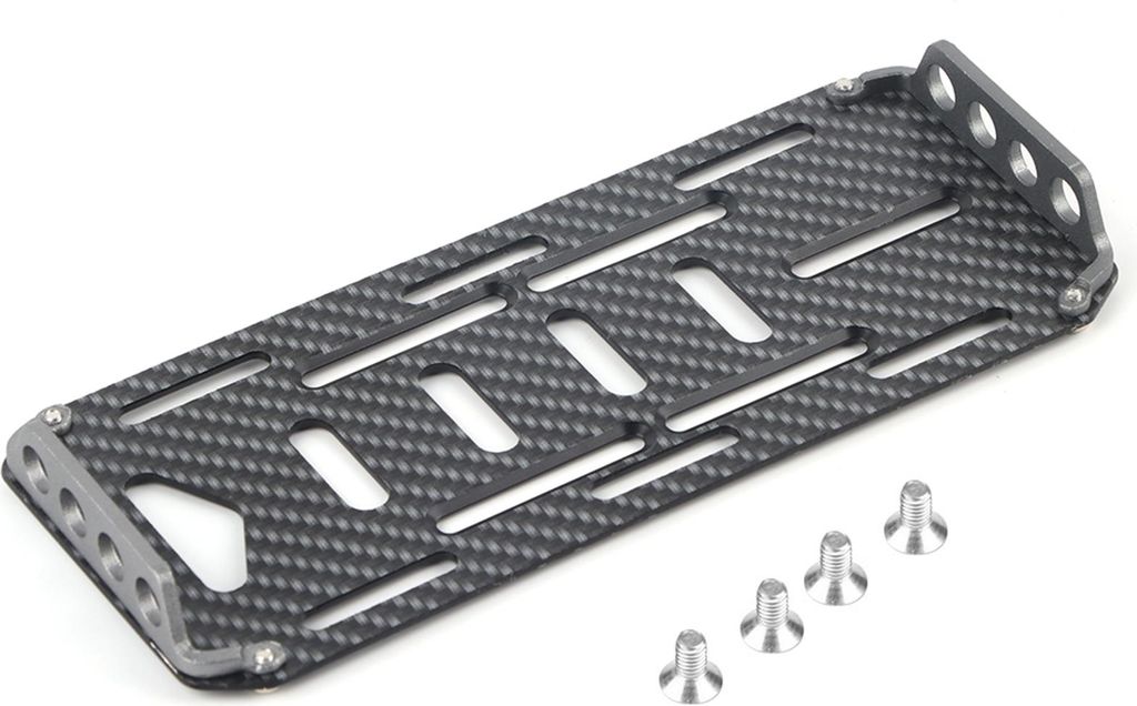 Batteriemontageplatte aus Aluminiumlegierung, Kohlefaser, für Axial SCX10 CC01 F350 D90 RC-Auto im Maßstab 1:10 (schwarz)