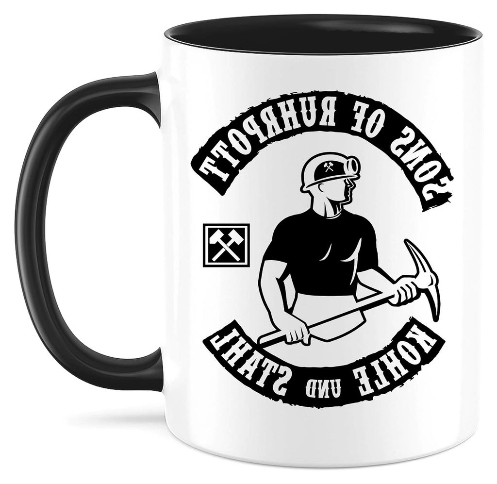 Sons of Ruhrpott Tasse | Glück auf Kaffeetasse – Kaffeebecher mit Bergmann und Zeche Motiv aus dem Ruhrgebiet