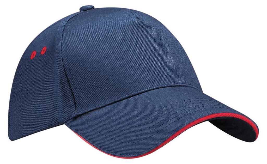 Beechfield - Baseball-Mütze Sandwichschirm PC7033 (Einheitsgröße) (Dunkelblau/Rot)