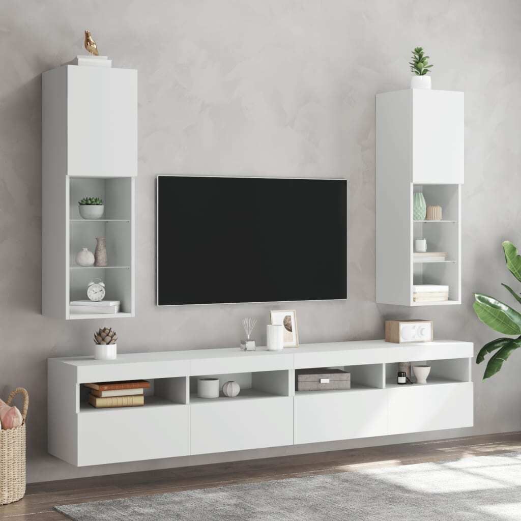 Maison Exclusive - TV-Schränke mit LED-Leuchten 2 Stk. Weiß Produktbild 